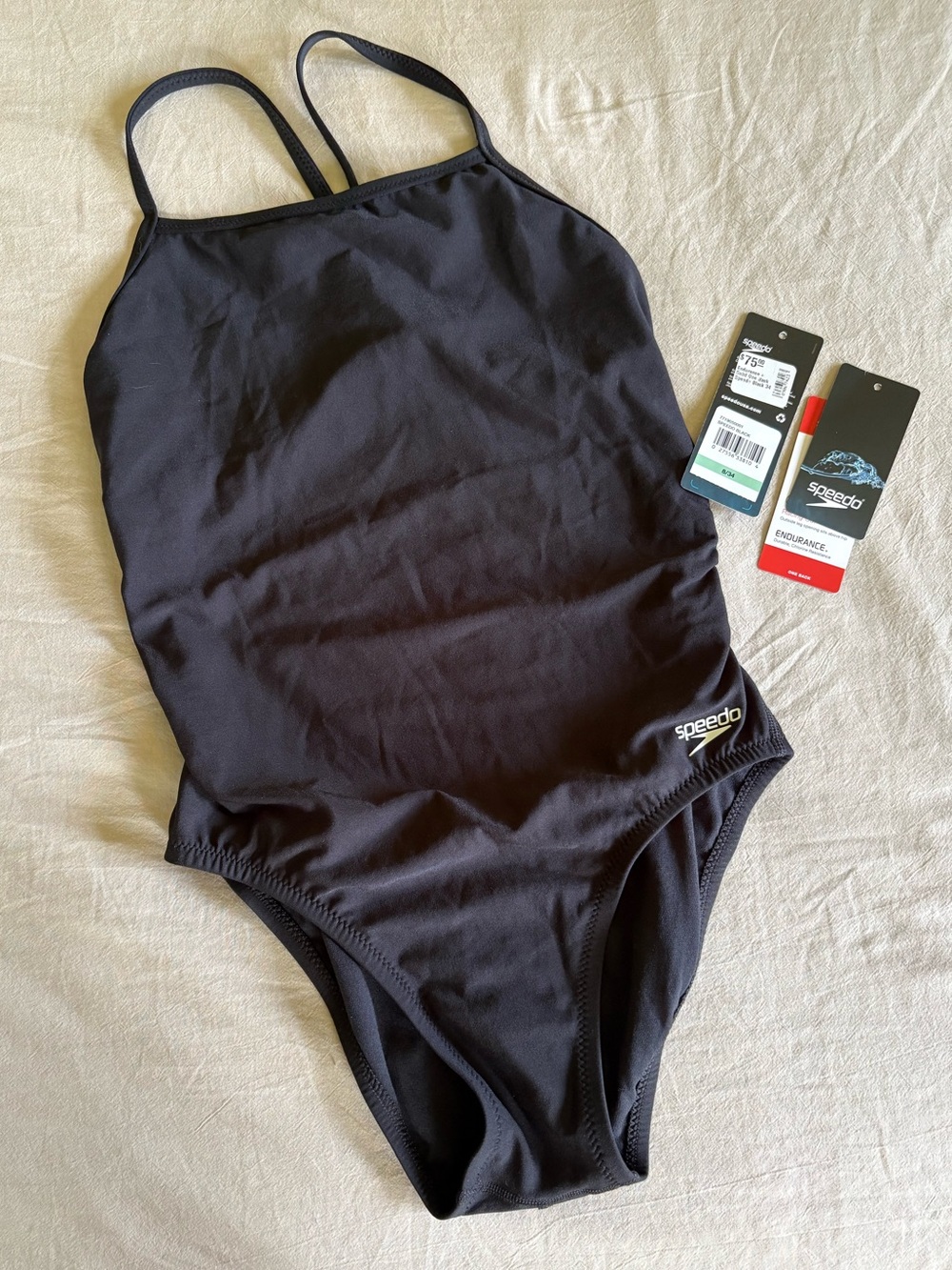 NWT Speedo Black Classic Fit One-Piece Swimsuit